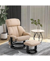 Homcom Massage Recliner Chair, Footrest, 360 Swivel Lounger w/ Ottoman,