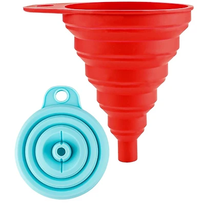 Zulay Kitchen Silicone Space Saving Collapsible Funnel Set With Narrow Mouth