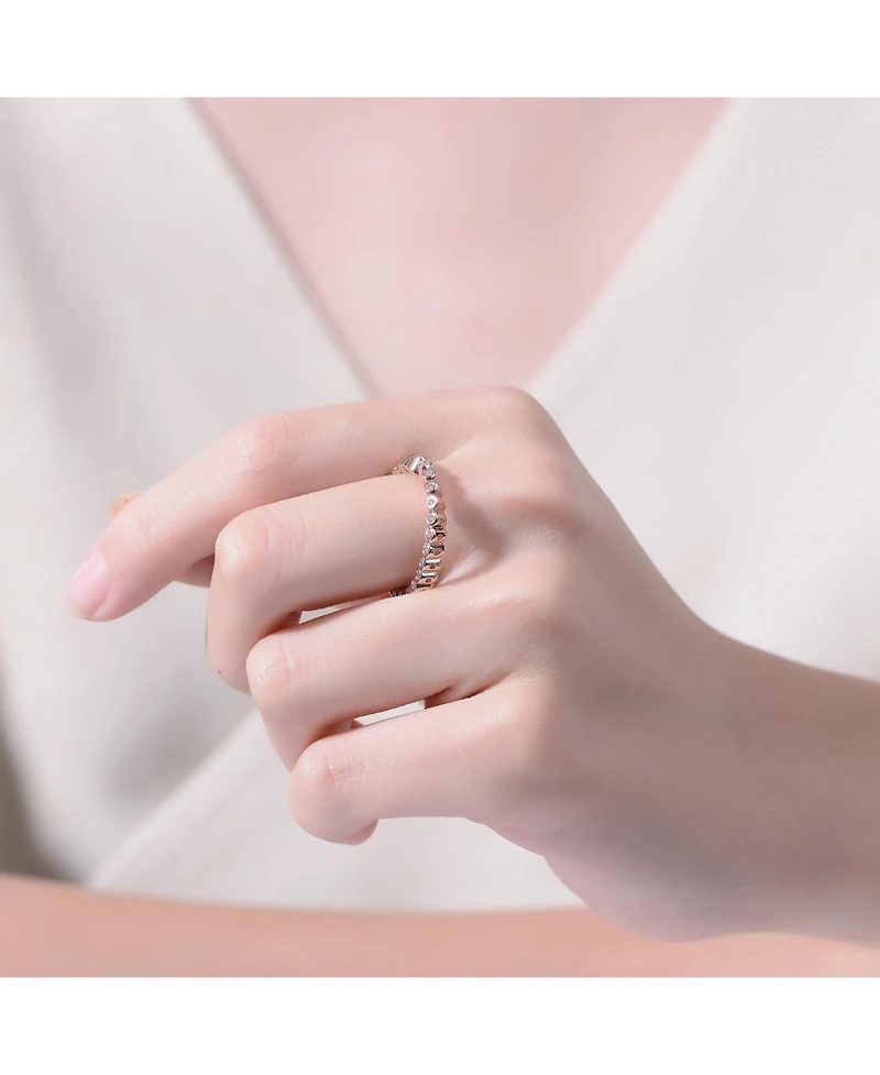 Ra 18K Rose Gold Plated Clear Cubic Zirconia Swirl Band Ring