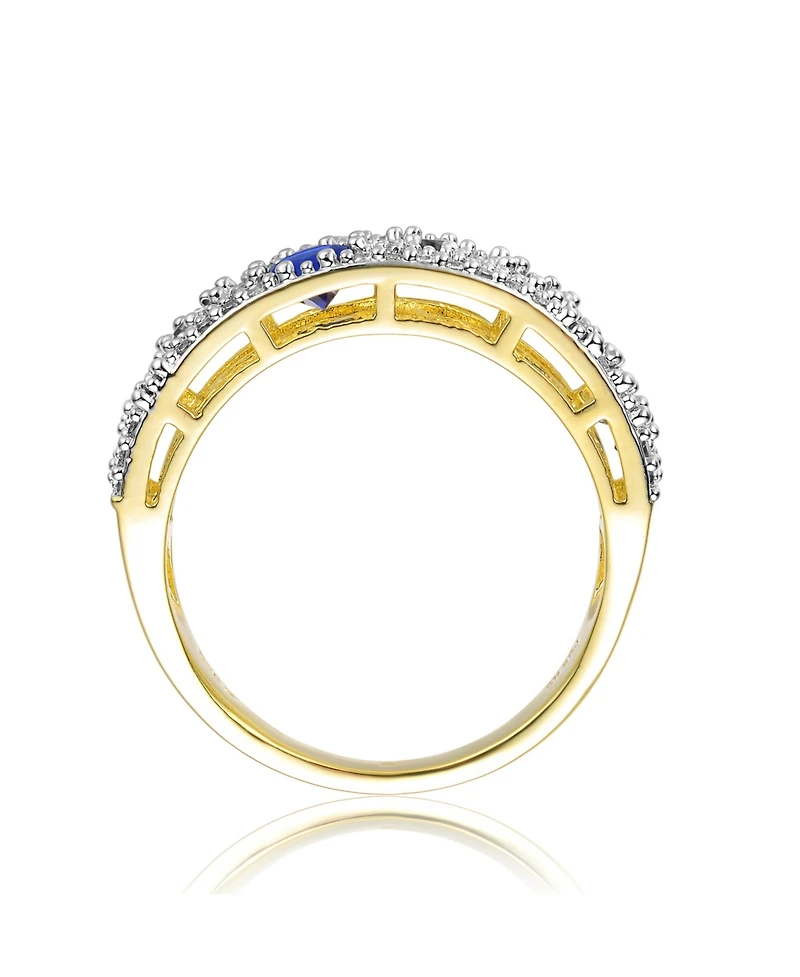 Ra 14K Gold Plated Two Tone Blue Cubic Zirconia Cocktails Ring