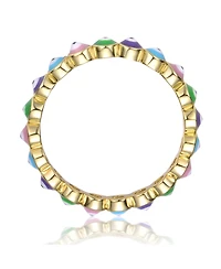 Ra Young Adults/Teens 14k Yellow Gold Plated Colorful Enamel Evil Eye Stacking Ring
