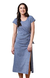 Hope & Henry Women's Organic Cotton Short Sleeve Knit Tie Maxi Dress