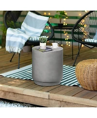Homcom Accent Table with Concrete Finish, Round Side Table, Light