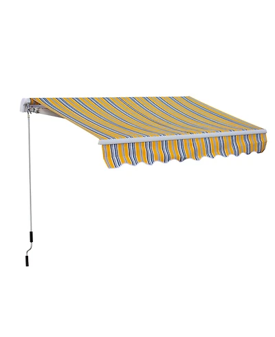 Outsunny 8' x 6.6' Patio Retractable Awning, Manual Sun Shade, Mixed