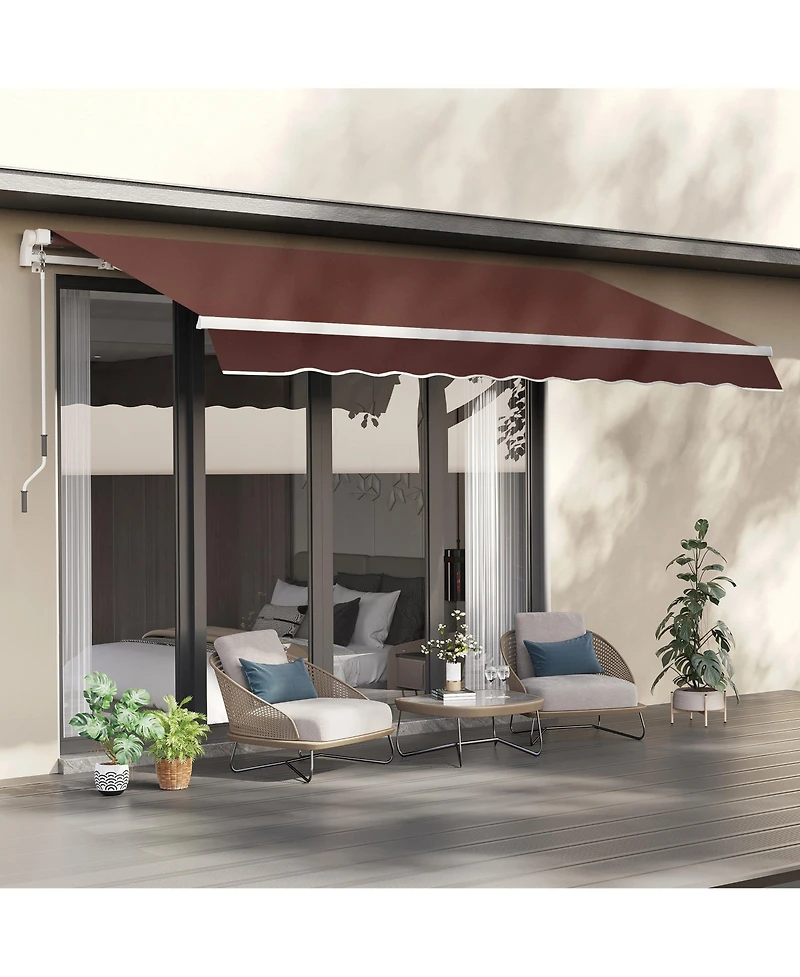 Outsunny 12' x 8' Retractable Patio Awning Canopy w/ Crank Handle,