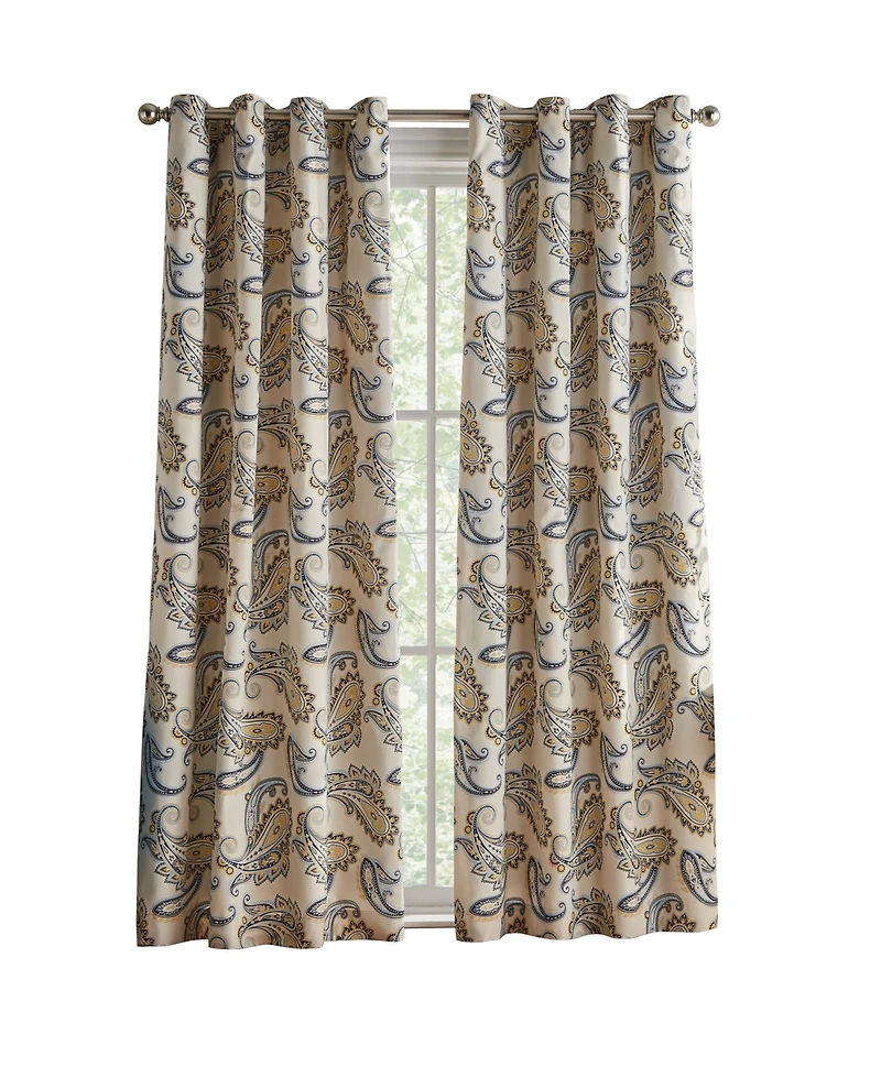 Tommy Hilfiger Vilette Paisley Grommet Room Darkening 2-Piece Curtain Panel, 50" x 96"