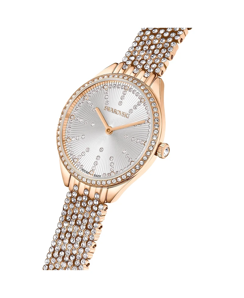 Swarovski Women's Quartz Attract Rose Gold-Tone Metal Watch, Swiss Made 30mm