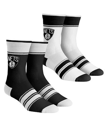 Youth Boys and Girls Rock 'Em Socks Brooklyn Nets Multi-Stripe 2-Pack Team Crew Sock Set