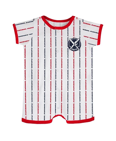 Newborn and Infant Boys Girls White Atlanta Braves Ball Hitter Coverall