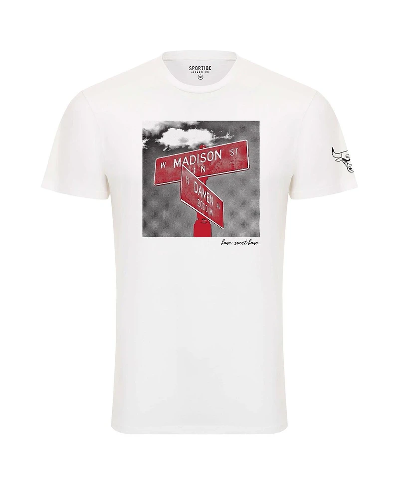 Men's and Women's Sportiqe White Chicago Bulls 1966 Collection Bingham T-shirt
