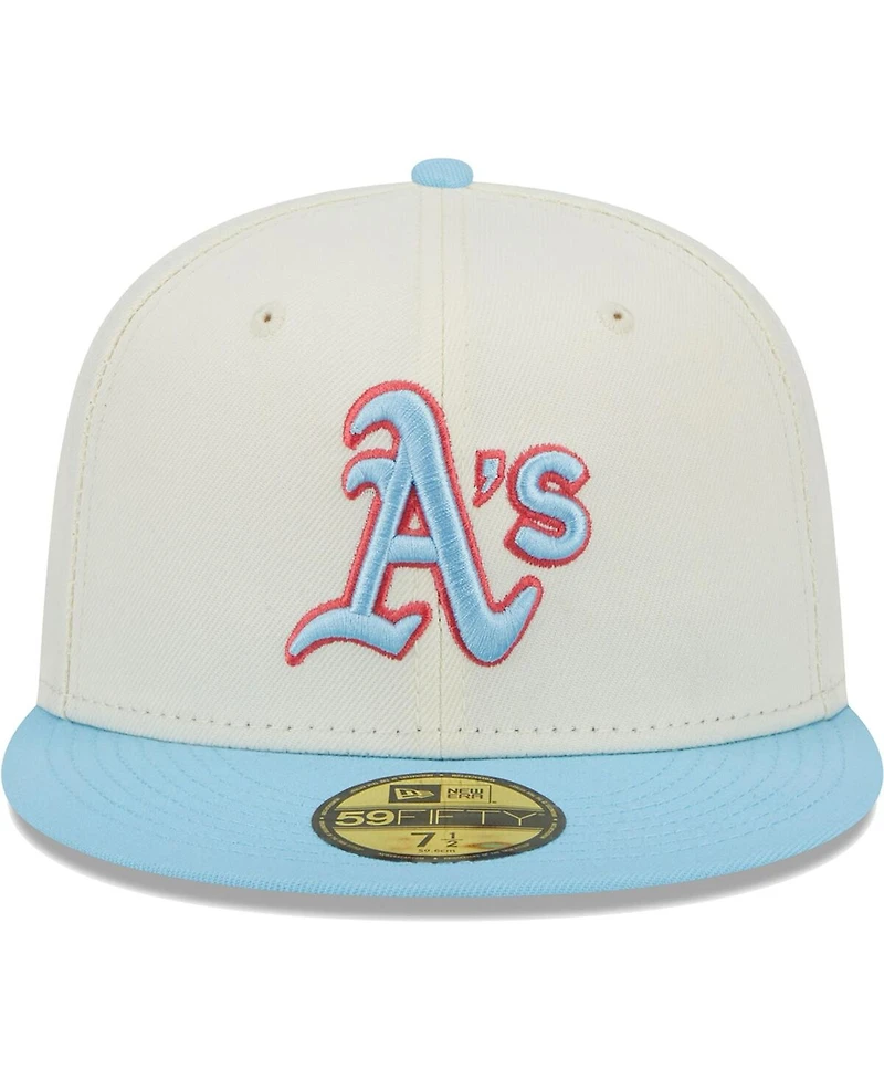 Men's New Era White and Light Blue Oakland Athletics Spring Color Two-Tone 59FIFTY Fitted Hat