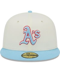 Men's New Era White and Light Blue Oakland Athletics Spring Color Two-Tone 59FIFTY Fitted Hat