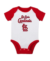 Infant Boys and Girls White and Heather Gray St. Louis Cardinals Two-Pack Little Slugger Bodysuit Set