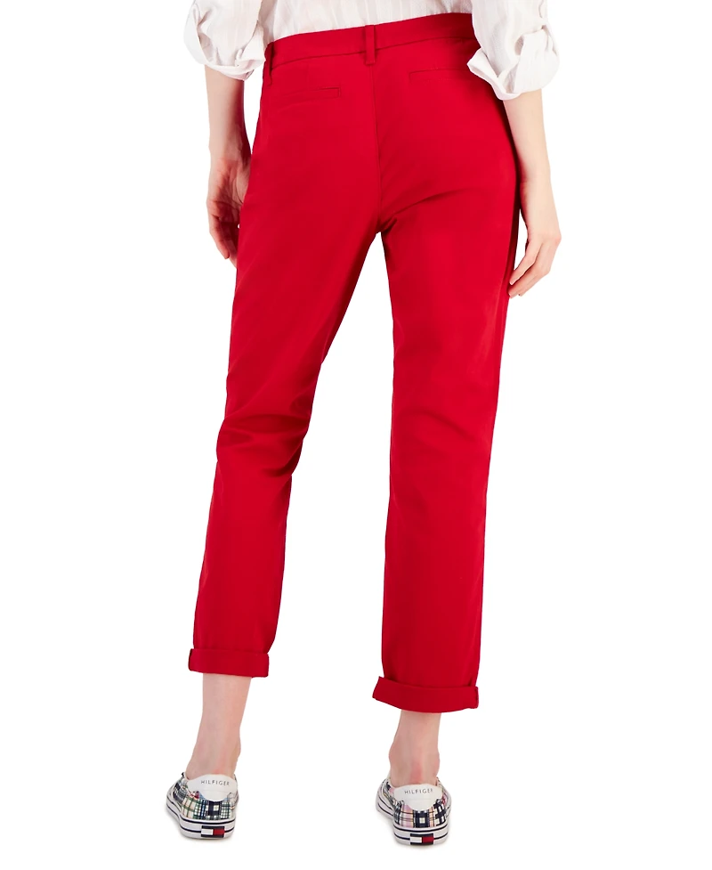 Tommy Hilfiger Women's Th Flex Hampton Cuffed Chino Straight-Leg Pants, Created for Macy's