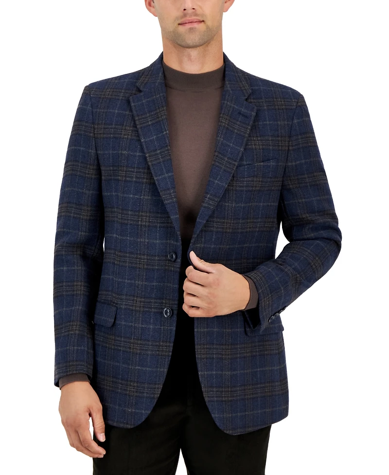 Nautica Men's Modern-Fit Plaid Tweed Sport Coat