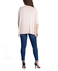 24seven Comfort Apparel Women's Open Front Elbow Length Sleeve Cardigan Sweater