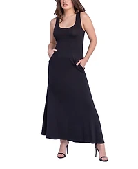 24seven Comfort Apparel Women's Relaxed Fit Sleeveless Tunic Dress with Pockets