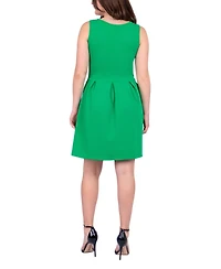 24seven Comfort Apparel Women's Sleeveless Knee Pleated Pocket Dress