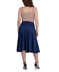 24Seven Comfort Apparel Women's Elastic Waistband Pocket Midi Skirt