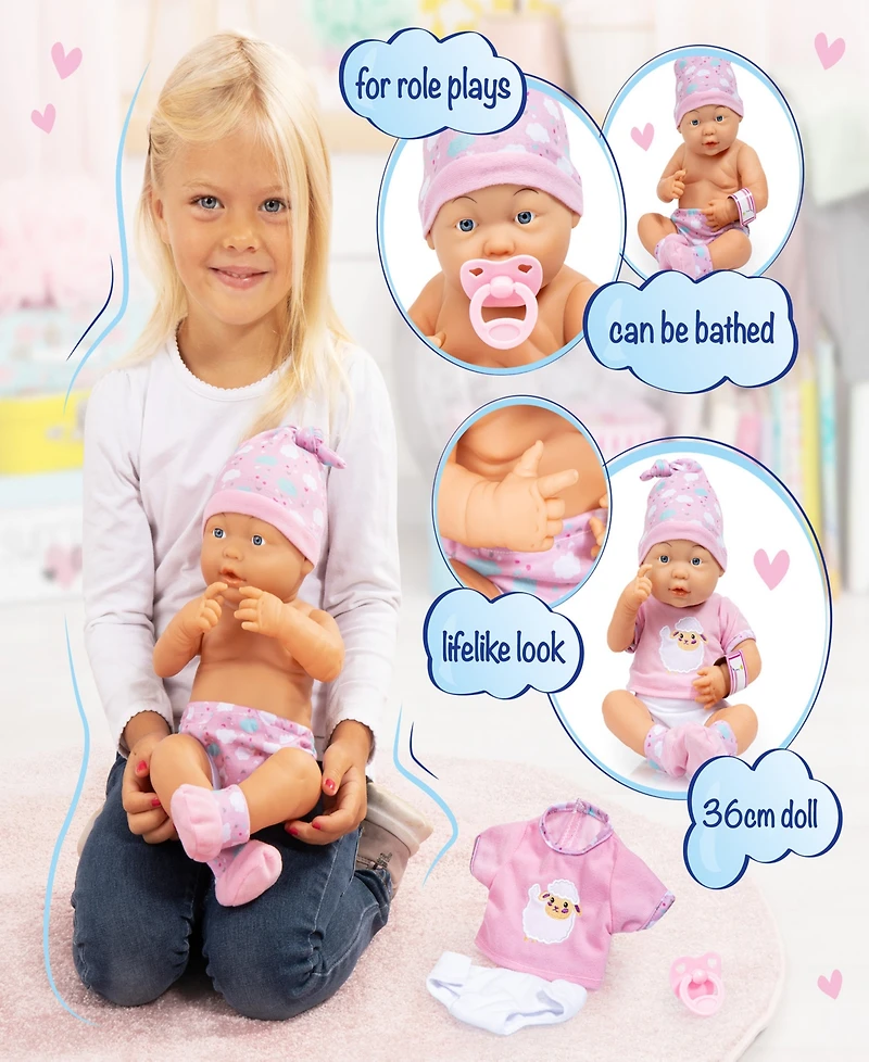 Bayer Design Dolls Pink, Sheep New Born Baby