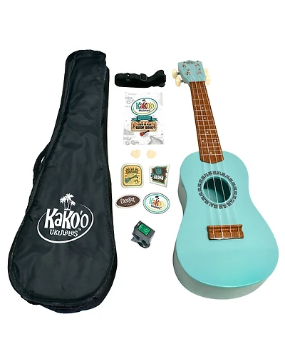 KaKo'o Music Seafoam Green Wooden Ukulele Set