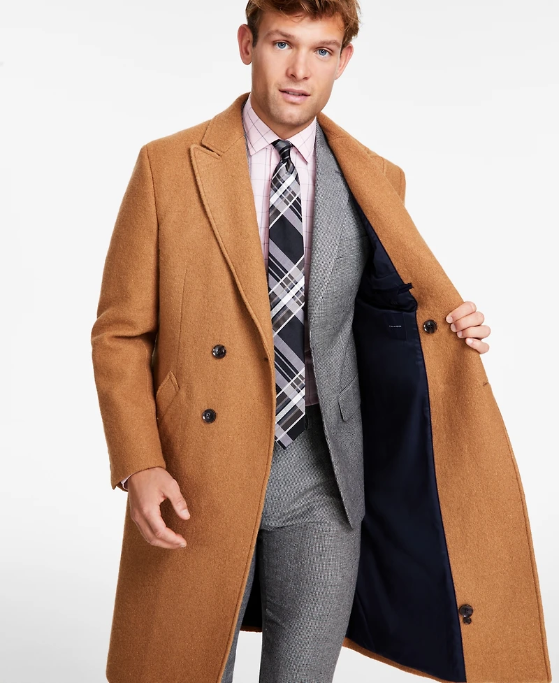Tommy Hilfiger Men's Modern-Fit Solid Double-Breasted Overcoat
