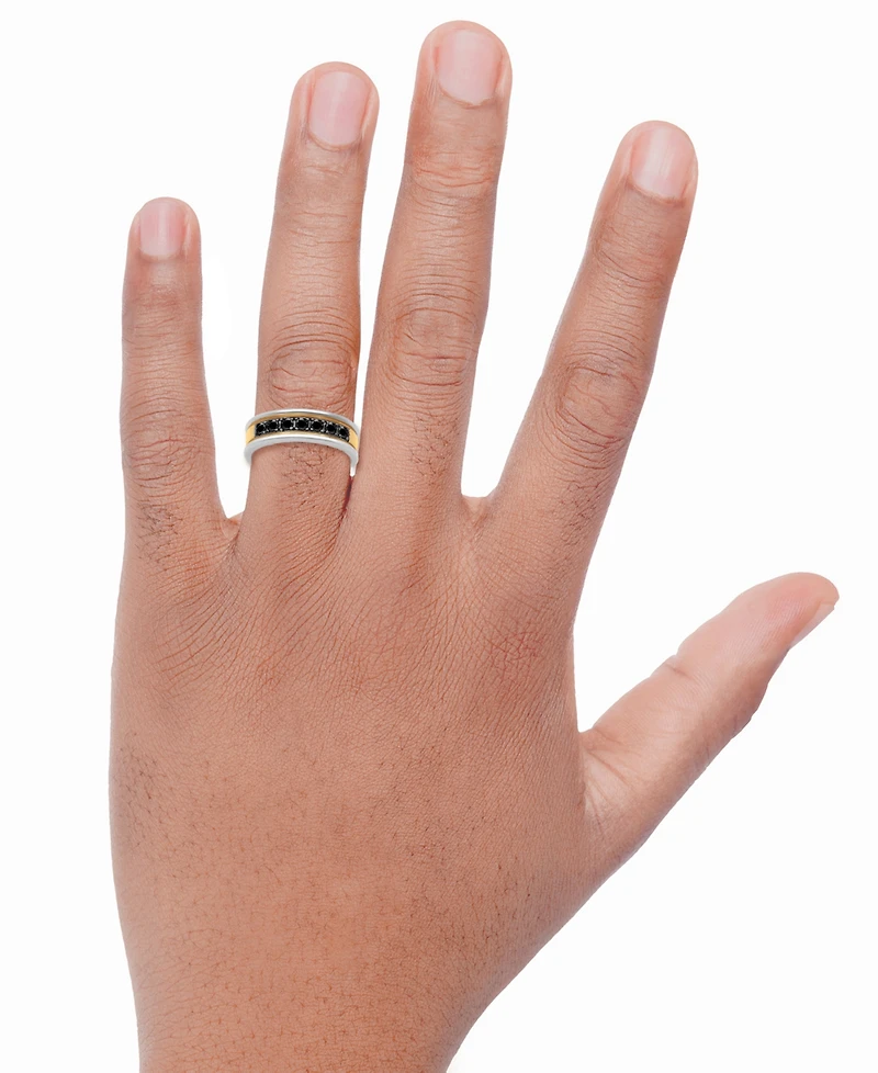 Men's Black Sapphire Band (3/4 ct. t.w.) in Sterling Silver & 18k Gold-Plate