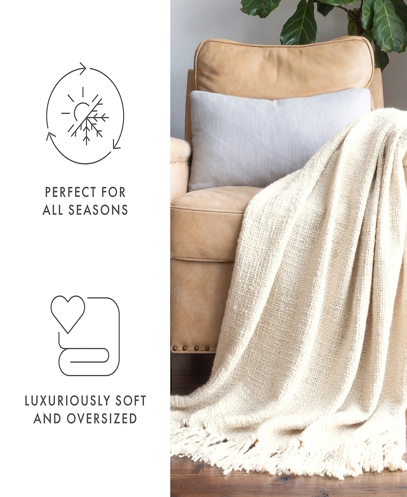 ienjoy Home Slub-Yarn Fringed Throw, 60" x 50"