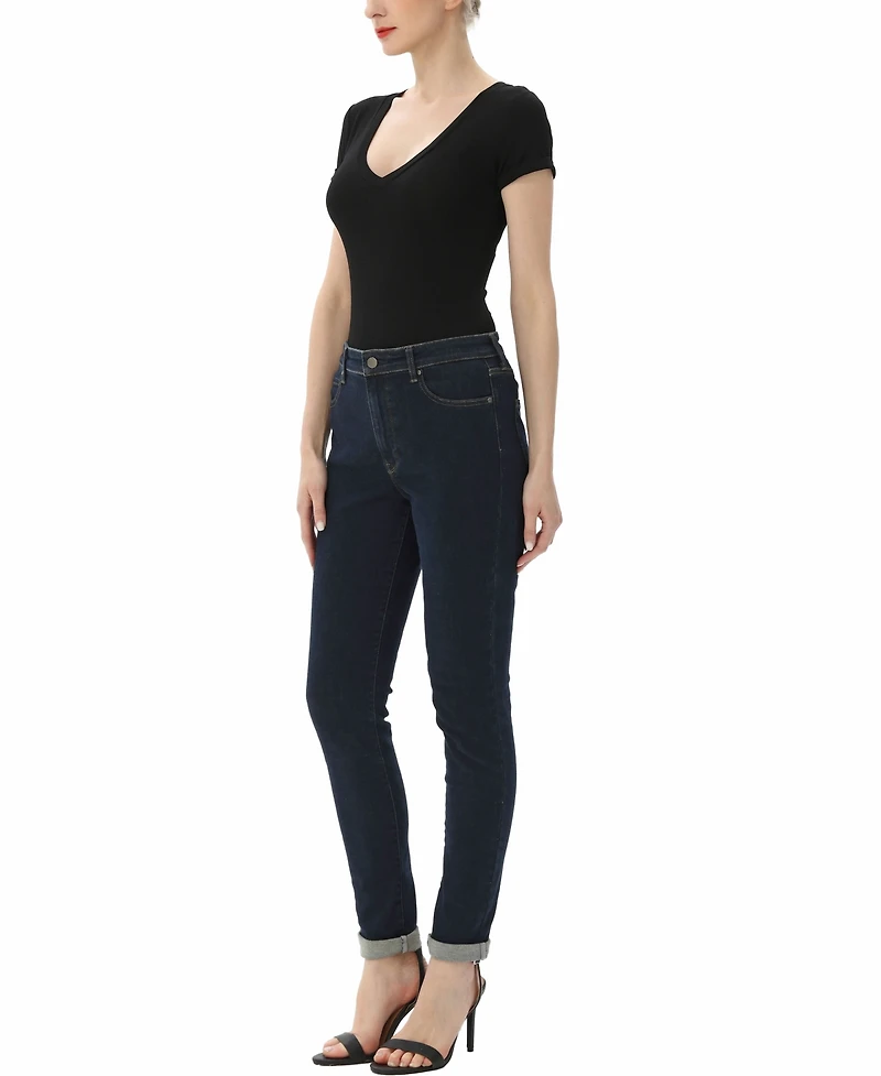 kimi + kai Women's V-neck Basic Bodysuit Top