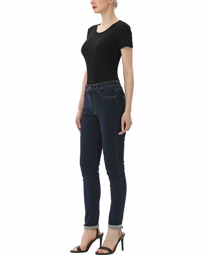 kimi + kai Women's Round Neck Basic Bodysuit Top