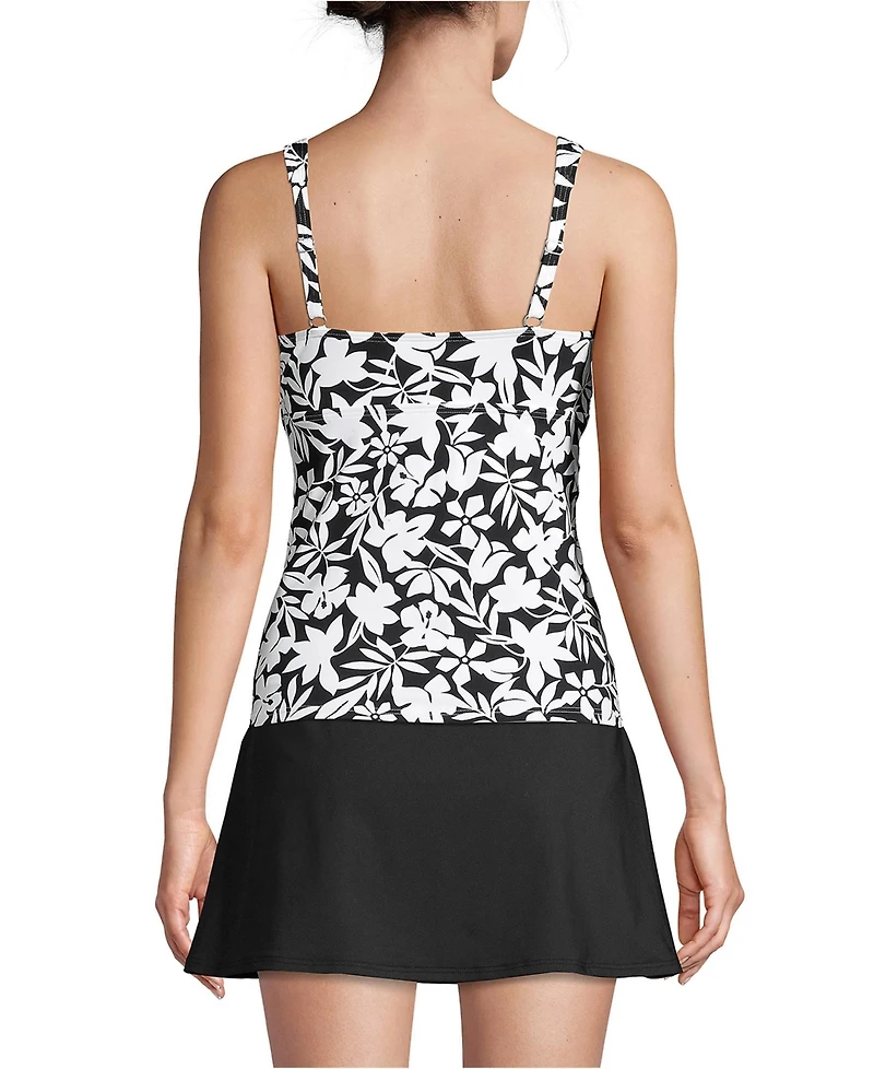 Lands' End Petite V-Neck Wrap Underwire Tankini Swimsuit Top Adjustable Straps