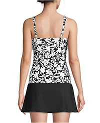 Lands' End Petite V-Neck Wrap Underwire Tankini Swimsuit Top Adjustable Straps