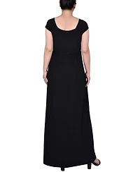 Ny Collection Petite Ruched Empire-Waist Maxi Dress