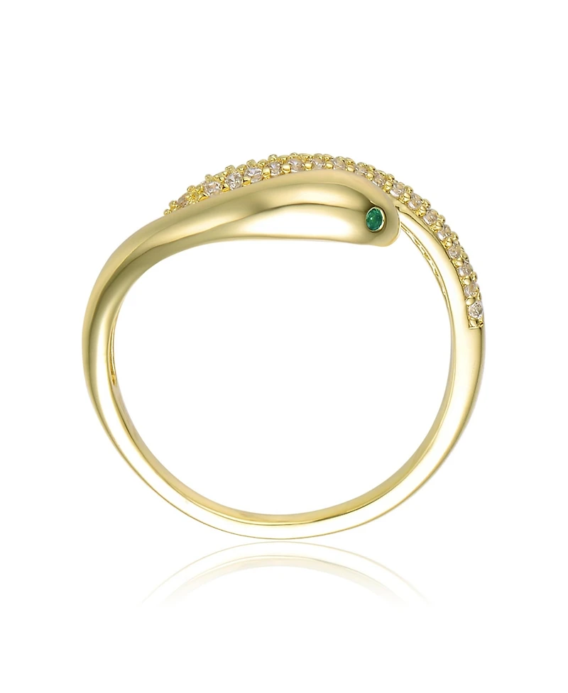 Ra 14K Gold Plated Cubic Zirconia Snake Bypass Ring
