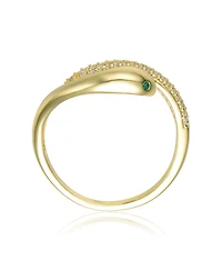 Ra 14K Gold Plated Cubic Zirconia Snake Bypass Ring