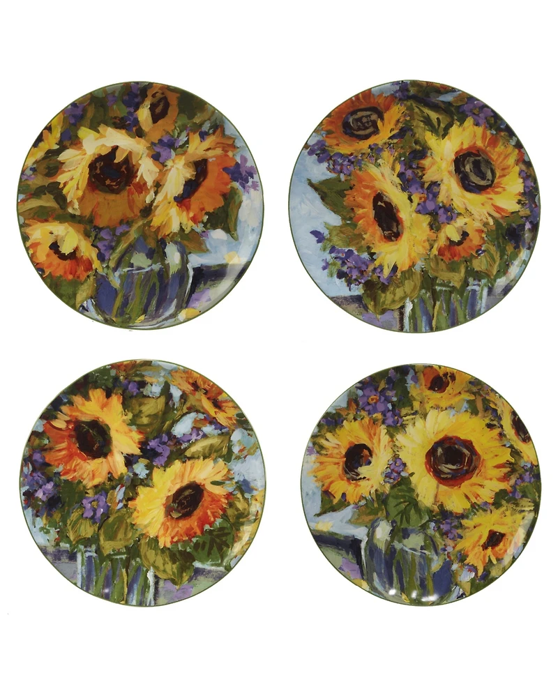 Certified International Sunflower Bouquet Set of 4 Salad Plate 9"
