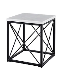 Steve Silver Skyler 22" Square Marble and Metal End Table