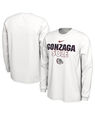 Men's Nike White Gonzaga Bulldogs On Court Long Sleeve T-shirt