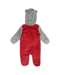 Newborn and Infant Boys Girls Red, Gray Washington Nationals Game Nap Teddy Fleece Bunting Full-Zip Sleeper
