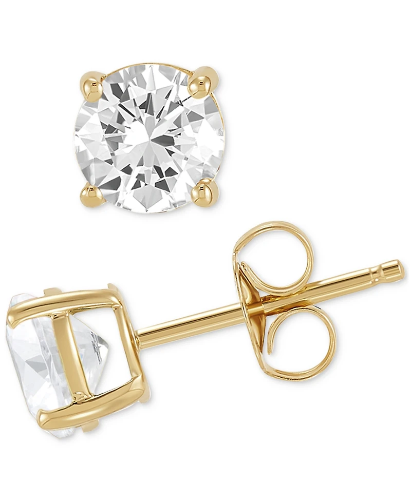 Birthstone Stud Earrings 14k Gold or White