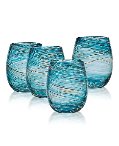 Mikasa Color Swirl 16 Ounce Stemless Glass 4-Piece Set