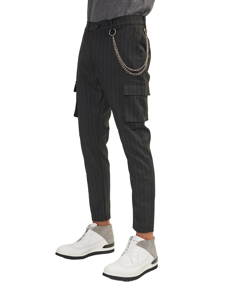 Ron Tomson Men's Modern Pinstriped Cargo Pants