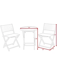 3 Pcs Folding Bistro Table Chairs Set Garden Backyard Patio Furniture
