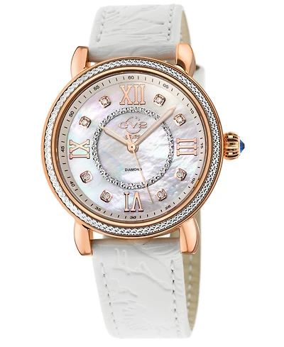 GV2 by Gevril Women's Marsala Swiss Quartz White Leather Watch 37mm