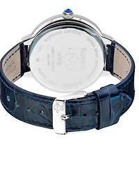 GV2 by Gevril Women's Rome Swiss Quartz Blue Leather Watch 36mm