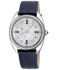 GV2 by Gevril Women's Palermo Swiss Quartz Blue Leather Watch 35mm