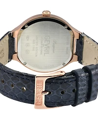 Gevril Women's Lugano Swiss Quartz Blue Leather Watch 35mm