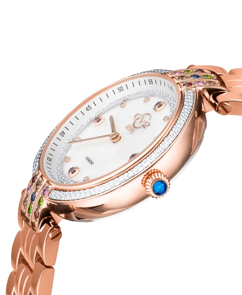 GV2 by Gevril Women's Matera Swiss Quartz Rose Stainless Steel Watch 35mm