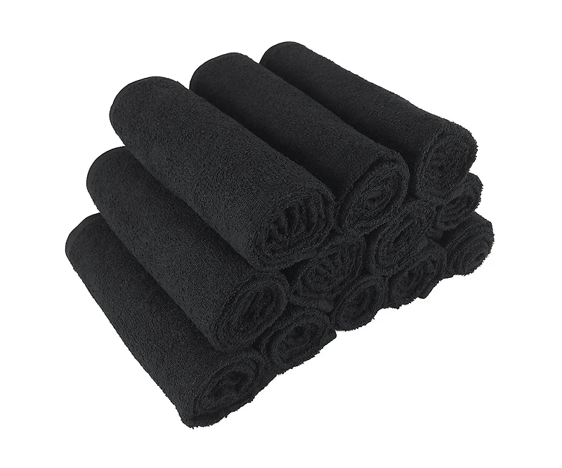 Bleach-Safe Cotton Salon Towels (12 Pack), Jr. 16x27 in., Solid Color, Absorbent Hair Drying Towel, Perfect for and Spa