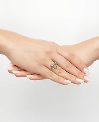 Multi-Gemstone (1-3/8 ct. t.w.) Floral Ring 14k Gold